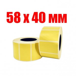 Термоэтикетка 58 мм Х 40 мм желтая